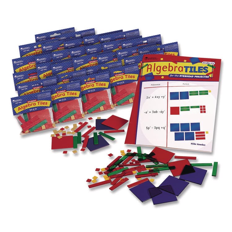 LEARNING RESOURCES Algebra Tiles Class Set, Grades 7 to 9, 32 Pieces/Set, 30 Sets (LRNLER7547)