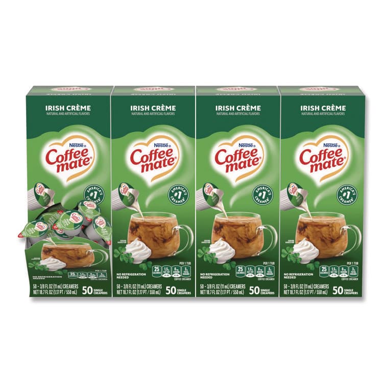 NESTLE Liquid Coffee Creamer, Irish Cream, 0.38 oz Mini Cups, 50/Box, 4 Boxes/Carton (NES35112CT)