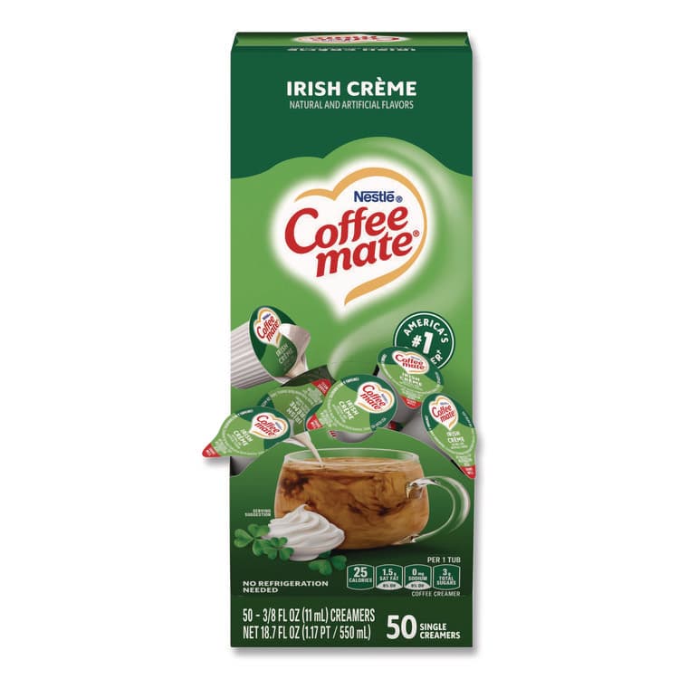 NESTLE Liquid Coffee Creamer, Irish Cream, 0.38 oz Mini Cups, 50/Box (NES35112)