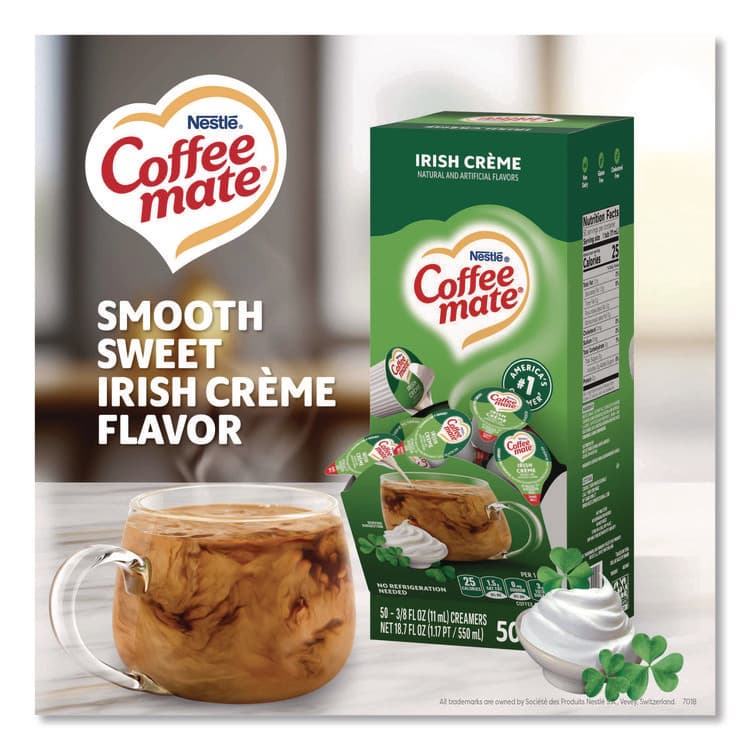 NESTLE Liquid Coffee Creamer, Irish Cream, 0.38 oz Mini Cups, 50/Box, 4 Boxes/Carton (NES35112CT) thumbnail 2
