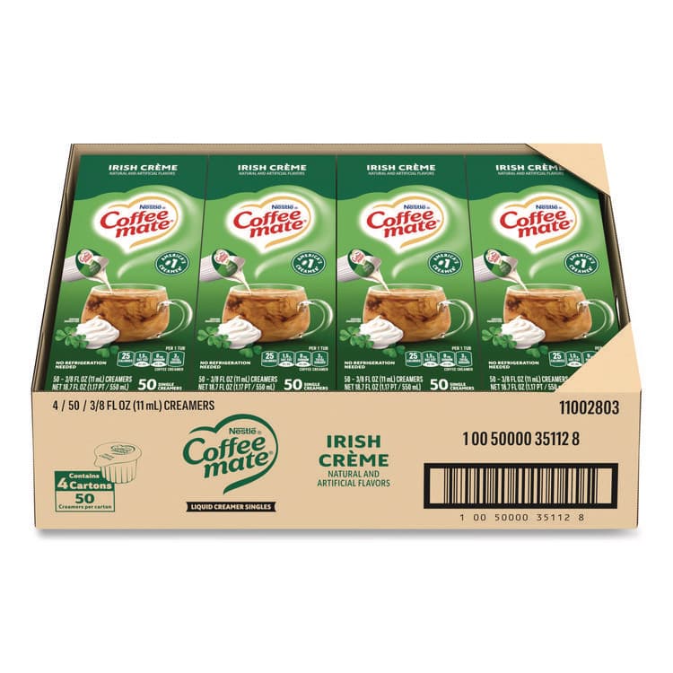 NESTLE Liquid Coffee Creamer, Irish Cream, 0.38 oz Mini Cups, 50/Box, 4 Boxes/Carton (NES35112CT) thumbnail 3