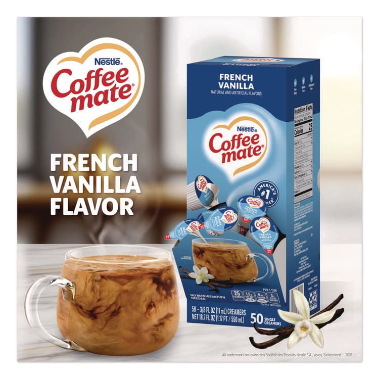 NESTLE Liquid Coffee Creamer, French Vanilla, 0.38 oz Mini Cups, 50/Box, 4 Boxes/Carton (NES35170CT) thumbnail 2