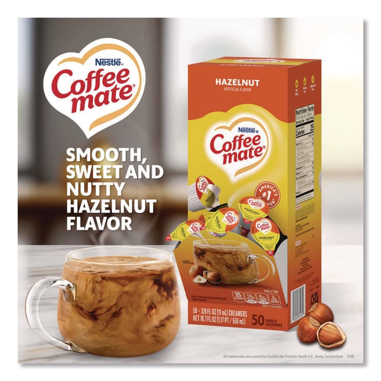NESTLE Liquid Coffee Creamer, Hazelnut, 0.38 oz Mini Cups, 50/Box (NES35180BX) thumbnail 2