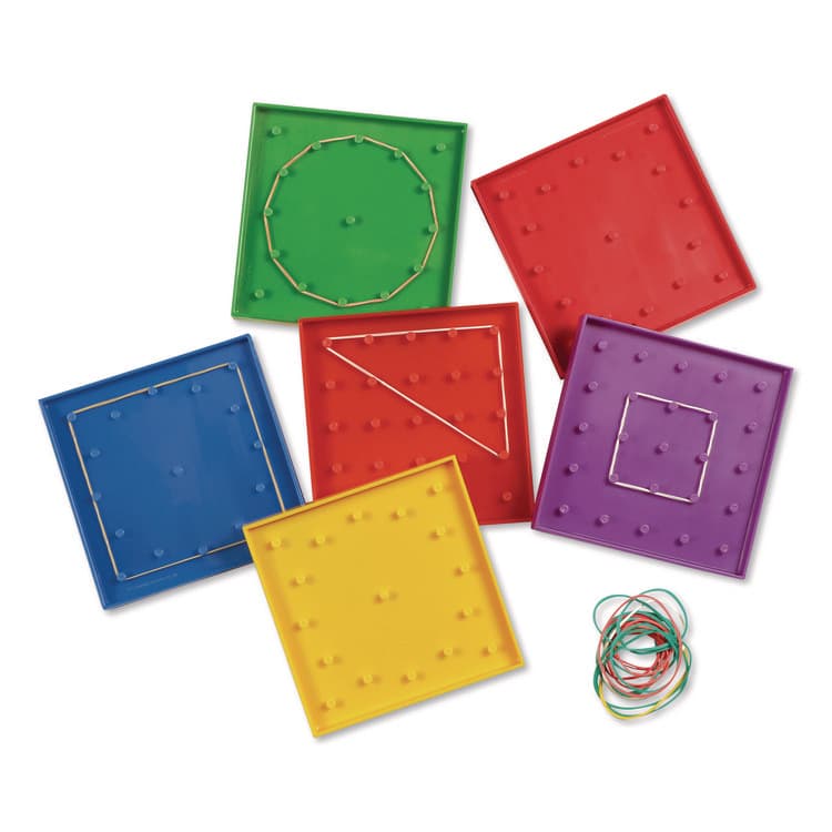 LEARNING RESOURCES Double-Sided Assorted Geoboards, Grades K to 3, 5" x 5", Assorted Colors, 6 Pieces (LRNLER0425) thumbnail 2