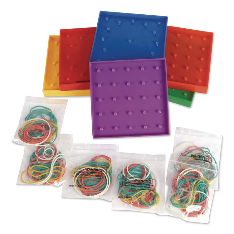 LEARNING RESOURCES Double-Sided Assorted Geoboards, Grades K to 3, 5" x 5", Assorted Colors, 6 Pieces (LRNLER0425) thumbnail 3