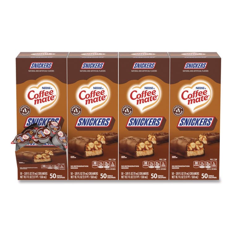 NESTLE Liquid Coffee Creamer, Snickers, 0.38 oz Mini Cups, 200/Carton (NES61425CT)