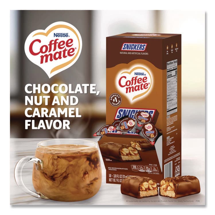 NESTLE Liquid Coffee Creamer, Snickers, 0.38 oz Mini Cups, 50/Box (NES61425BX) thumbnail 2