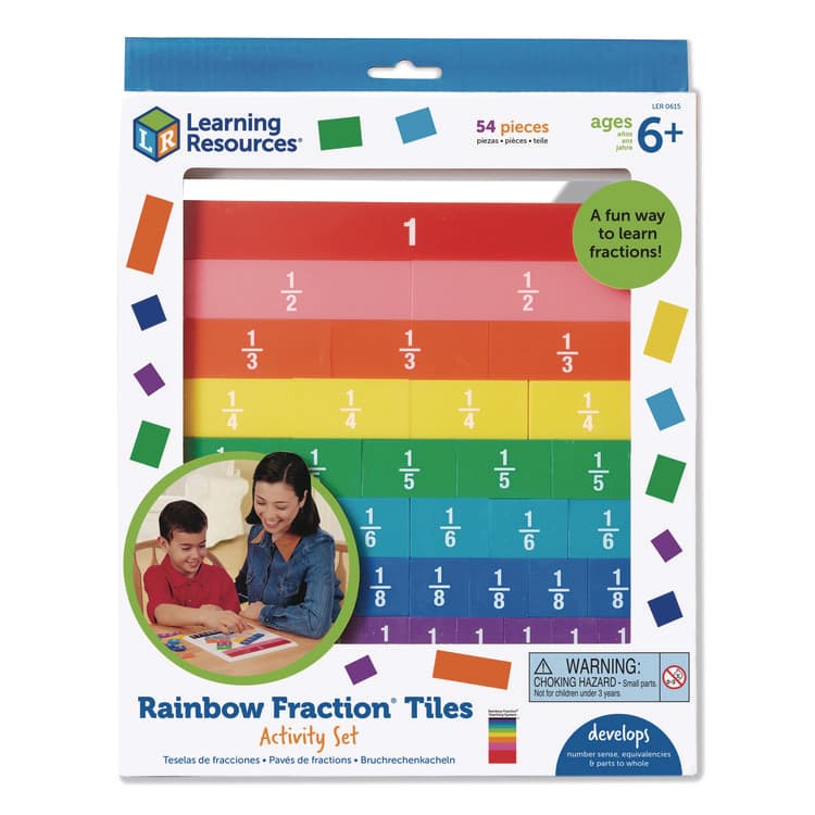 LEARNING RESOURCES Rainbow Fraction Tiles with Tray, Grades 1 to 3, 54 Pieces (LRNLER0615) thumbnail 3
