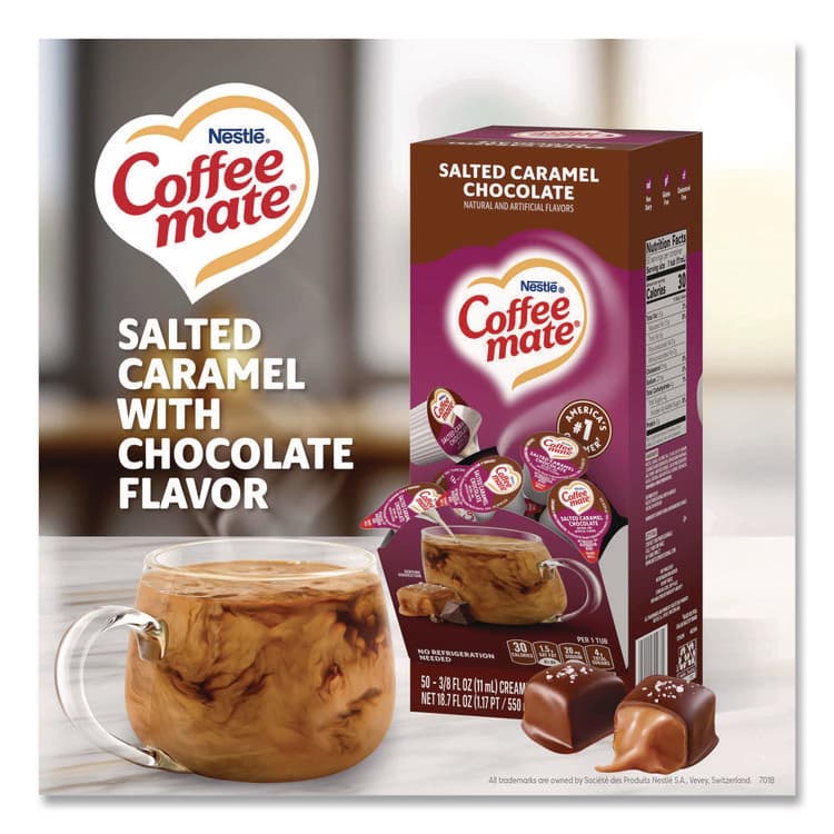 NESTLE Liquid Coffee Creamer, Salted Caramel Chocolate, 0.38 oz Mini Cups, 50/Box (NES77197) thumbnail 2