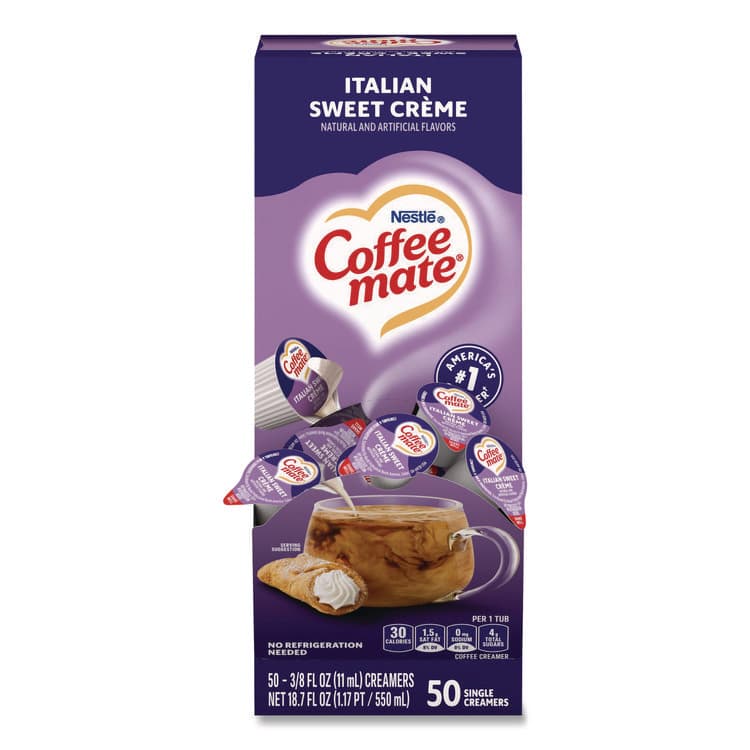 NESTLE Liquid Coffee Creamer, Italian Sweet Cream, 0.38 oz Mini Cups, 50/Box (NES84652)