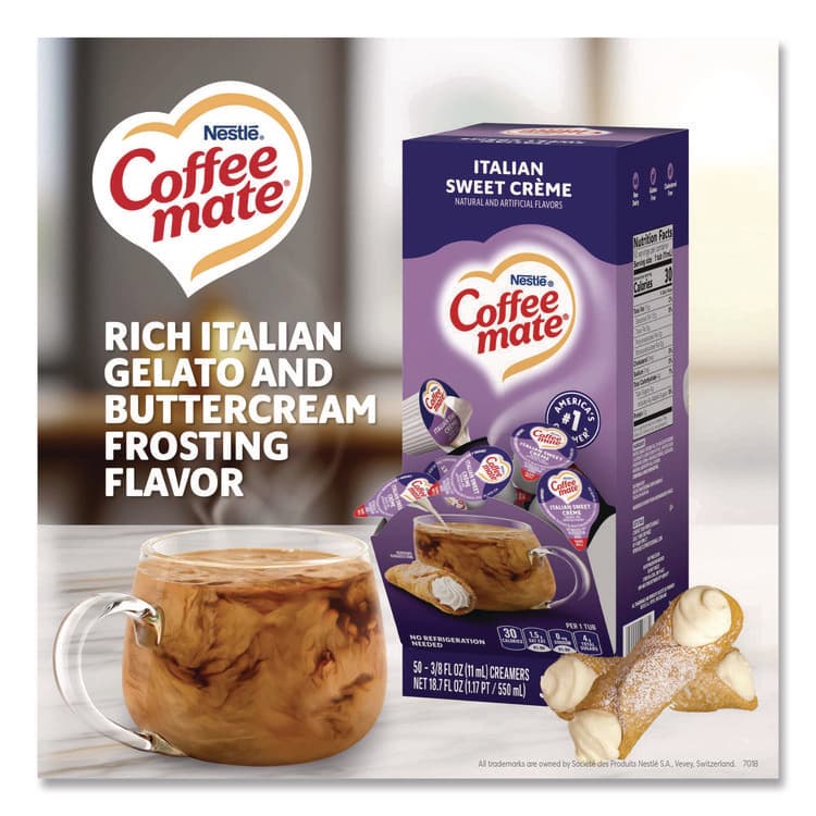 NESTLE Liquid Coffee Creamer, Italian Sweet Cream, 0.38 oz Mini Cups, 50/Box, 4 Boxes/Carton (NES84652CT) thumbnail 2