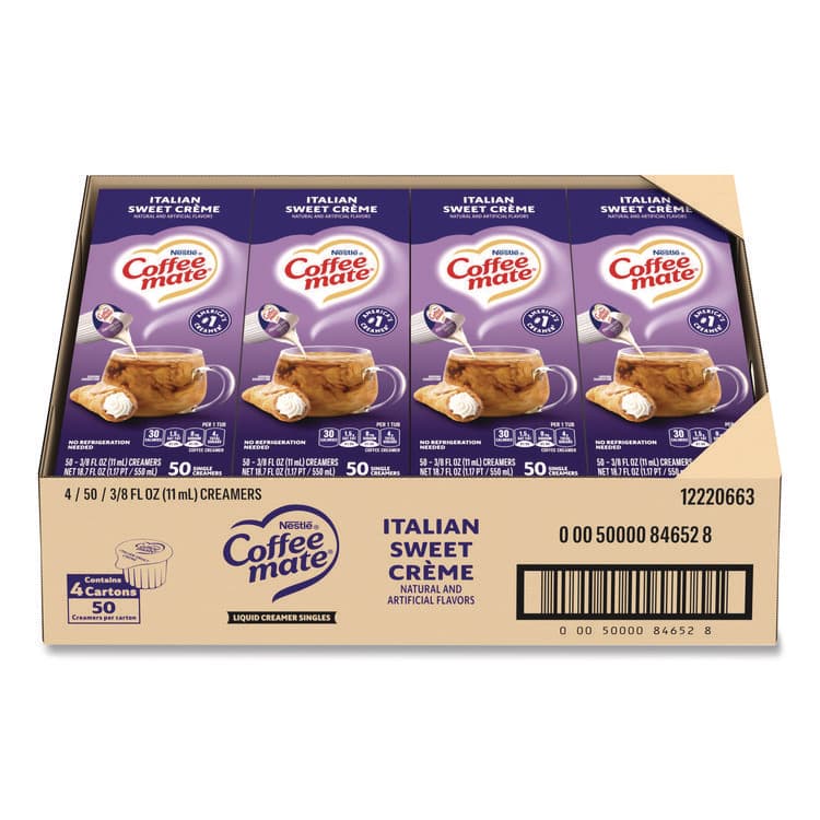 NESTLE Liquid Coffee Creamer, Italian Sweet Cream, 0.38 oz Mini Cups, 50/Box, 4 Boxes/Carton (NES84652CT) thumbnail 3