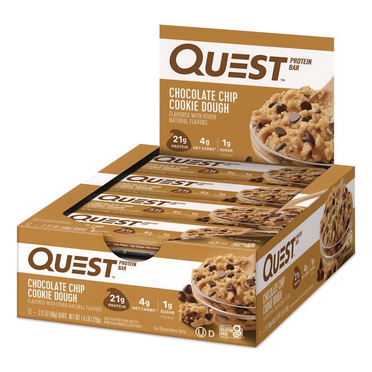 QUEST NUTRITION Protein Bars, Chocolate Chip Cookie Dough, 2.12 oz Bar, 12 Bars/Box (QCC00003) thumbnail 4