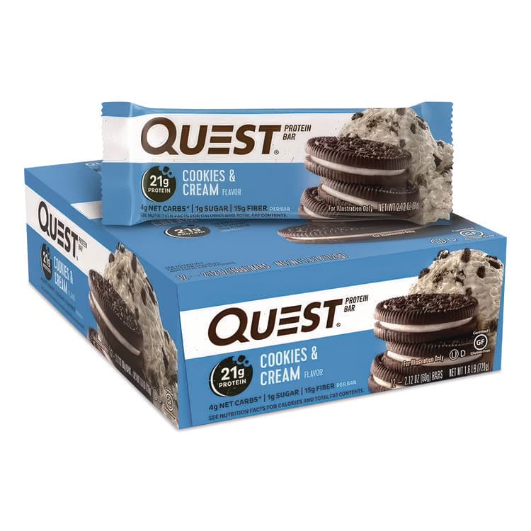 QUEST NUTRITION Protein Bars, Cookies and Cream, 2.12 oz Bar, 12 Bars/Box (QCC00018) thumbnail 2