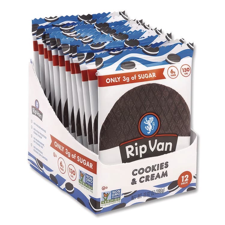 RIP VAN Wafels - Single Serve, Cookies and Cream, 1.16 oz Pack, 12/Box (RVW00388)