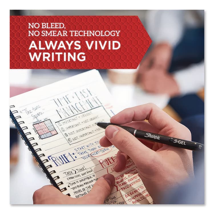 SANFORD S-Gel High-Performance Gel Pen, Retractable, Fine 0.5 mm, Black Ink, Black Barrel, 4/Pack (SAN2096140) thumbnail 4