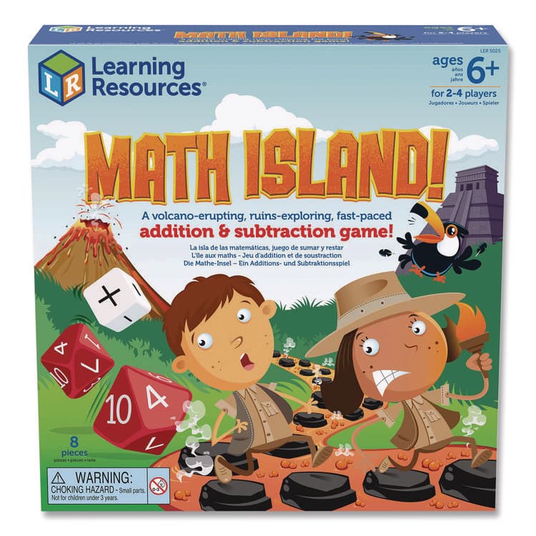 LEARNING RESOURCES Math Island Addition and Subtraction Game, 2 to 4 Players, Grades 1 to 4, 8 Pieces (LRNLER5025)