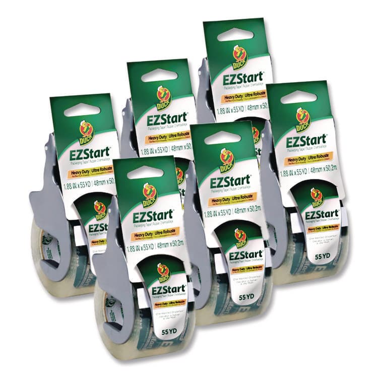 SHURTAPE TECHNOLOGIES EZ Start Premium Packaging Tape with Dispenser, 3" Core, 1.88" x 22.2 yds, Clear, 6/Pack (DUC8249227727)