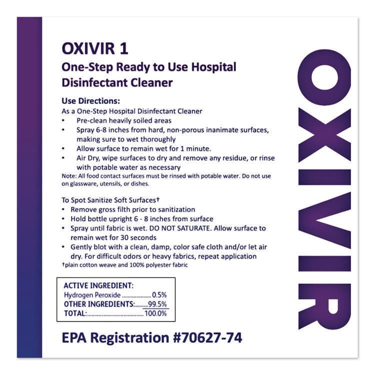 DIVERSEY Oxivir TB Disinfectant Wipes, 7 x 6, White, 60/Canister, 12 Canisters/Carton (DVO5388471) thumbnail 3