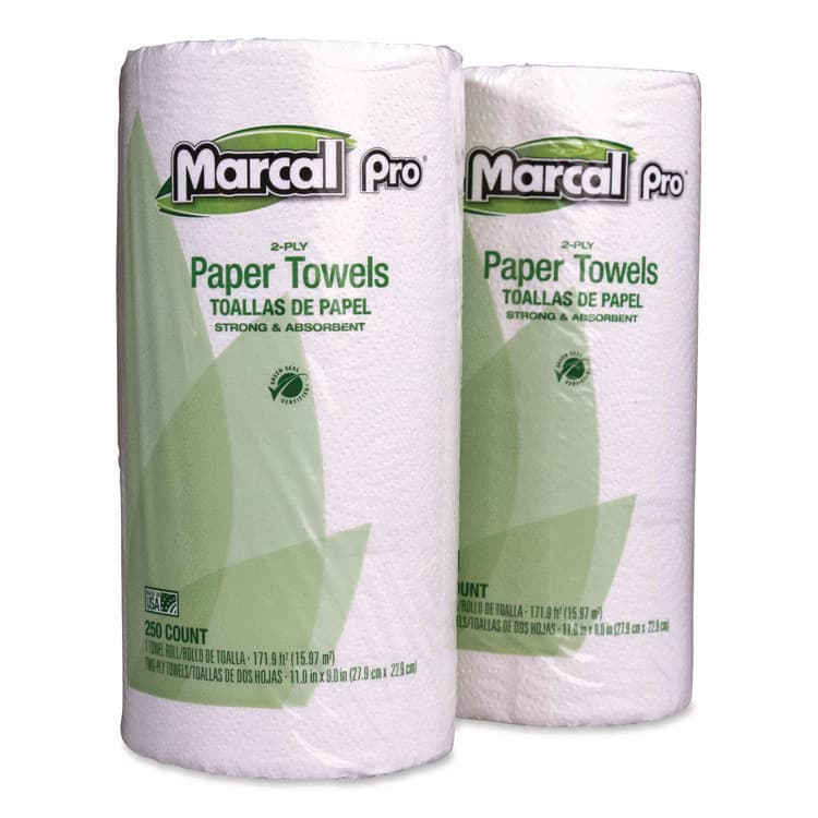 SOUNDVIEW 100% Premium Recycled Kitchen Roll Towels, 2-Ply, 11 x 8.8, White, 12 Rolls/Carton (MRC250HC)