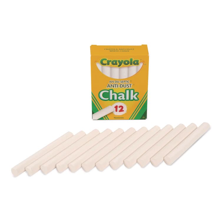 BINNEY & SMITH / CRAYOLA Nontoxic Anti-Dust Chalk, 3" x 0.31" Diameter, White, 12 Sticks/Box (CYO501402) thumbnail 2
