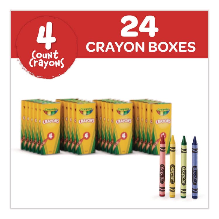 BINNEY & SMITH / CRAYOLA Classic Color Cello Pack Party Favor Crayons, Regular Size, 0.31" x 3.63", 4 Assorted Colors, 4/Pack, 360 Packs/Carton (CYO520083) thumbnail 2