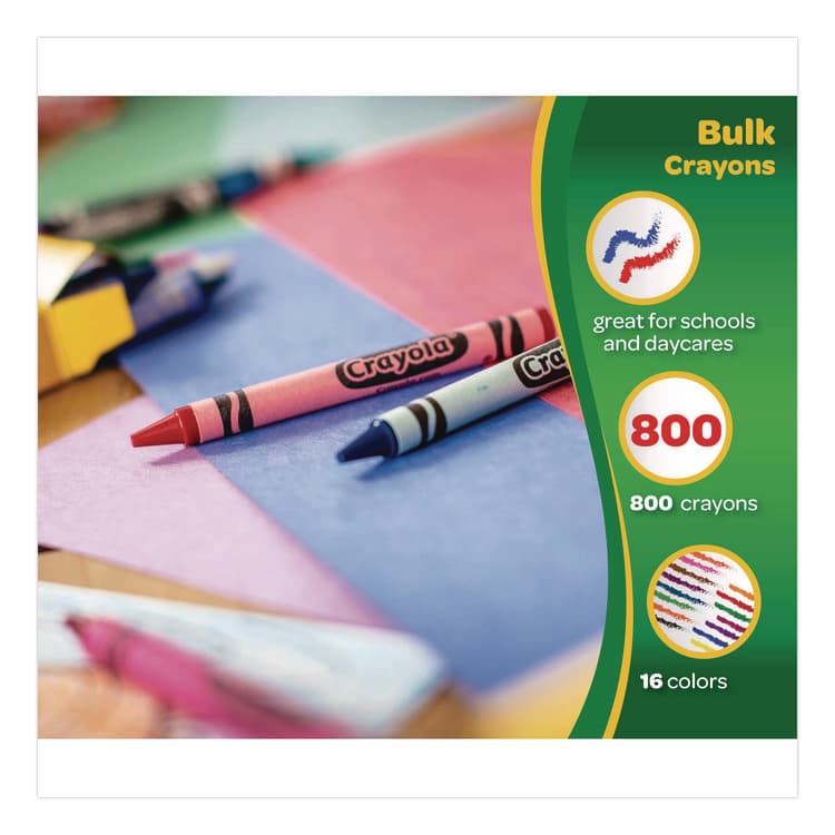 BINNEY & SMITH / CRAYOLA Classpack Crayons, Regular Size, 0.31" x 3.63", 16 Assorted Colors, 800/Box (CYO528016) thumbnail 2