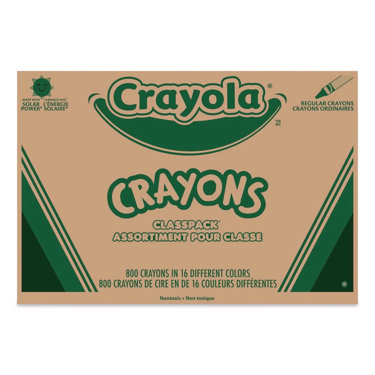 BINNEY & SMITH / CRAYOLA Classpack Crayons, Regular Size, 0.31" x 3.63", 16 Assorted Colors, 800/Box (CYO528016)