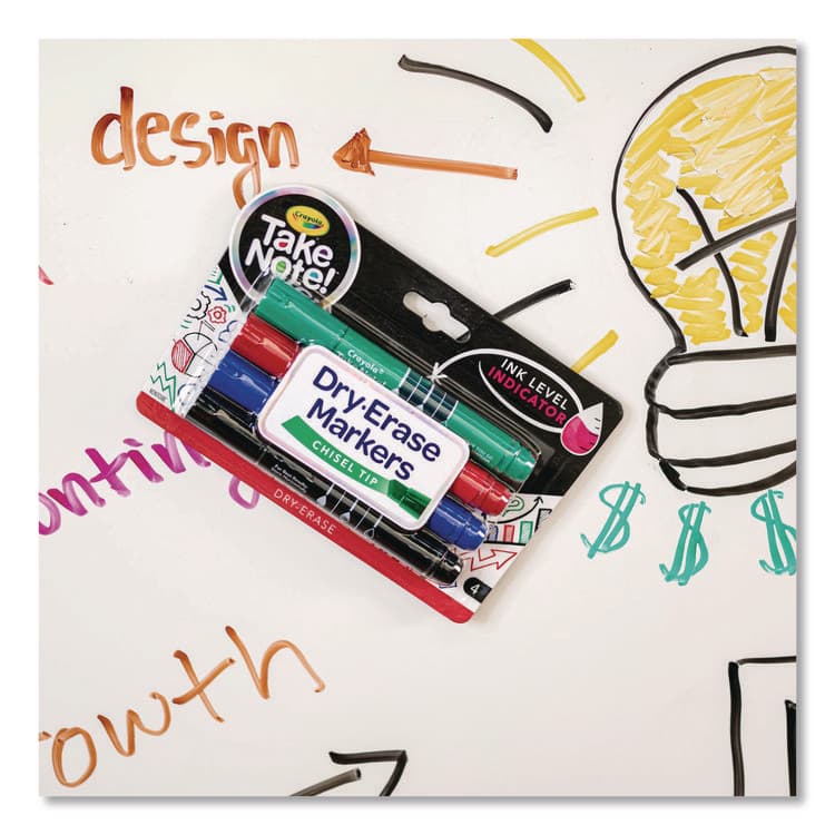 BINNEY & SMITH / CRAYOLA Take Note Dry Erase Markers, Chisel Tip, Assorted Colors, 4/Set (CYO586543) thumbnail 3