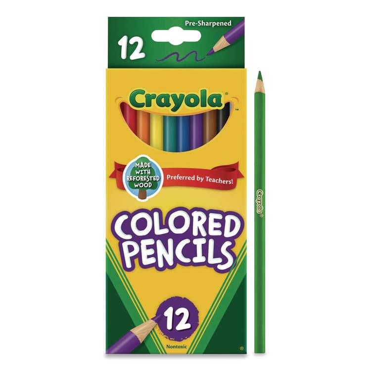 BINNEY & SMITH / CRAYOLA Long-Length Colored Pencil Set, 3.3 mm, 2B, Assorted Lead and Barrel Colors, Dozen (CYO684012) thumbnail 3