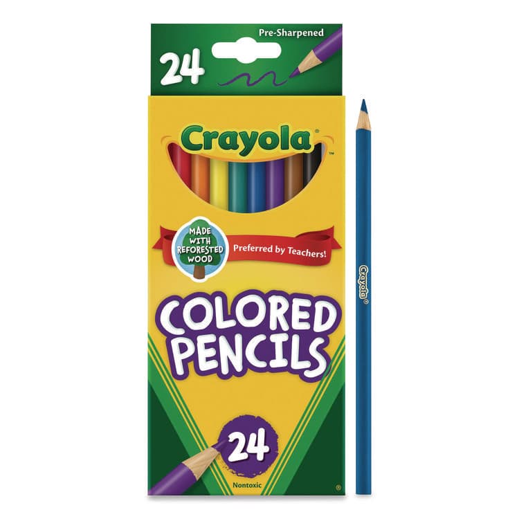 BINNEY & SMITH / CRAYOLA Long-Length Colored Pencil Set, 3.3 mm, 2B, Assorted Lead and Barrel Colors, 24/Pack (CYO684024) thumbnail 4