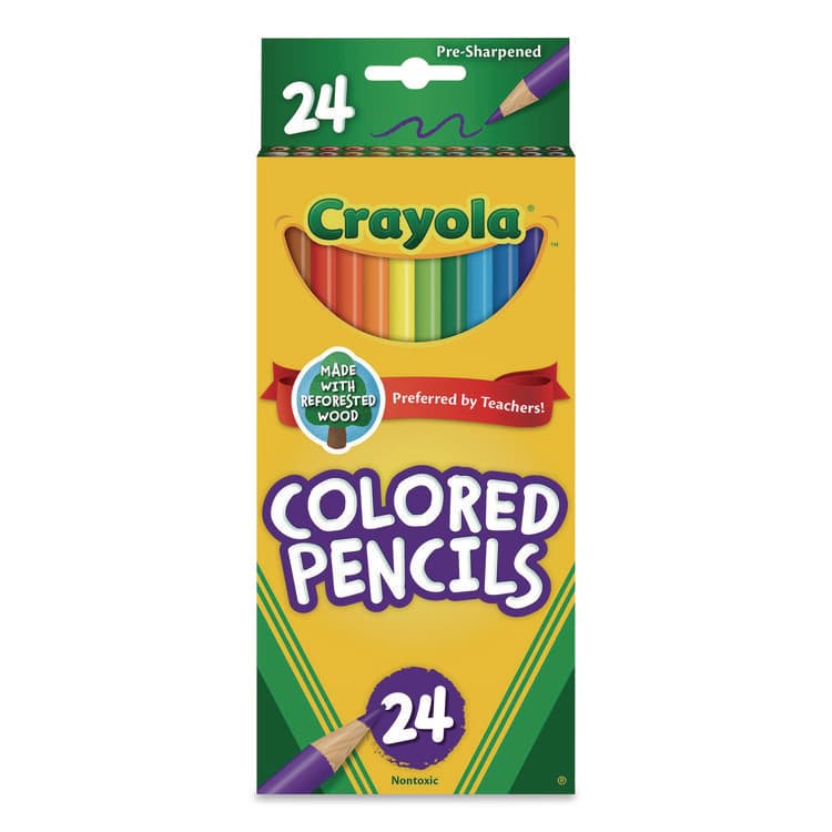 BINNEY & SMITH / CRAYOLA Long-Length Colored Pencil Set, 3.3 mm, 2B, Assorted Lead and Barrel Colors, 24/Pack (CYO684024)