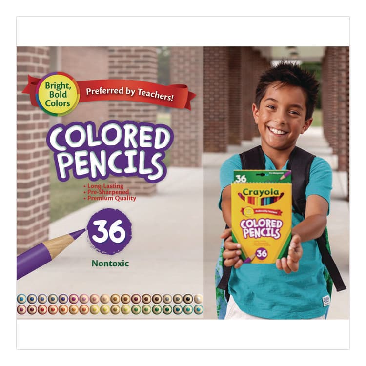 BINNEY & SMITH / CRAYOLA Short-Length Colored Pencil Set, 3.3 mm, 2B, Assorted Lead and Barrel Colors, 36/Pack (CYO684036) thumbnail 2