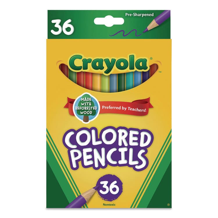 BINNEY & SMITH / CRAYOLA Short-Length Colored Pencil Set, 3.3 mm, 2B, Assorted Lead and Barrel Colors, 36/Pack (CYO684036)