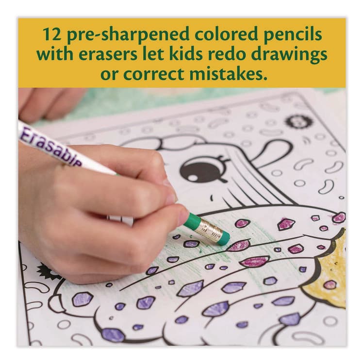 BINNEY & SMITH / CRAYOLA Erasable Color Pencil Set, 3.3 mm, 2B, Assorted Lead and Barrel Colors, Dozen (CYO684412) thumbnail 4