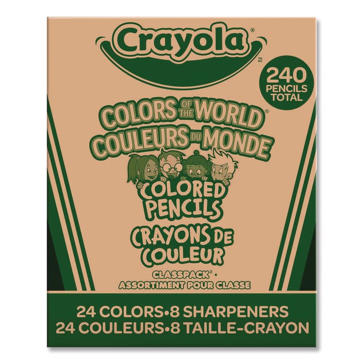 BINNEY & SMITH / CRAYOLA Colors of the World Colored Pencils Classpack Set, 24 Assorted Lead and Barrel Colors, 240/Pack (CYO687505)