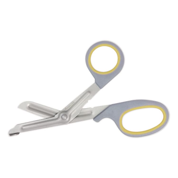 FIRST AID ONLY, . Titanium-Bonded Angled Medical Shears, 7" Long, 3" Cut Length, Crane-Style Gray/Yellow Handle (FAO90292) thumbnail 3