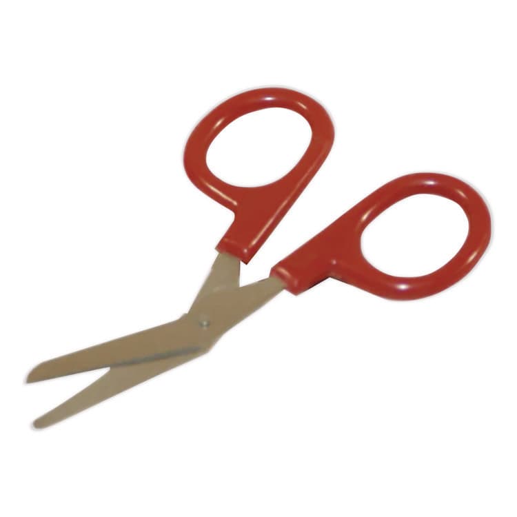 FIRST AID ONLY, . Angled First Aid Kit Scissors, 4" Long, 1.5" Cut Length, Crane-Style Red Handle (FAO730010) thumbnail 3