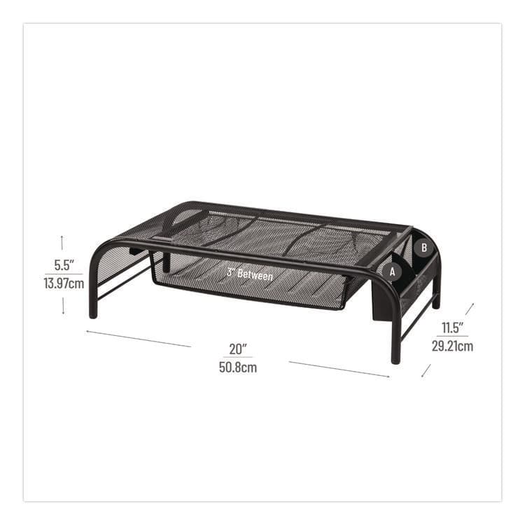 EMS MIND READER LLC Raise Metal Mesh Monitor Stand with Drawer, 20" x 11.5" x 5.6", Black, Supports 25 lbs (EMSMMBLK) thumbnail 4