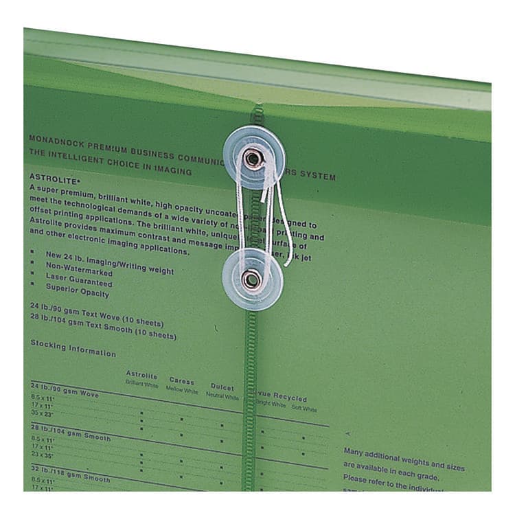 SMEAD MANUFACTURING CO. Poly String and Button Interoffice Envelopes, Open-End (Vertical), 9.75 x 11.63, Transparent Green, 5/Pack (SMD89543) thumbnail 2