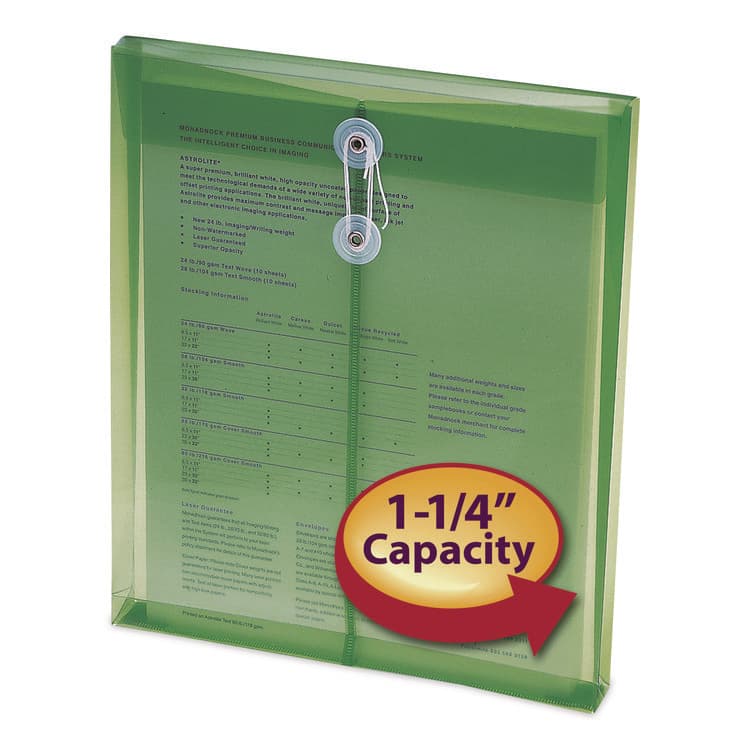 SMEAD MANUFACTURING CO. Poly String and Button Interoffice Envelopes, Open-End (Vertical), 9.75 x 11.63, Transparent Green, 5/Pack (SMD89543) thumbnail 4