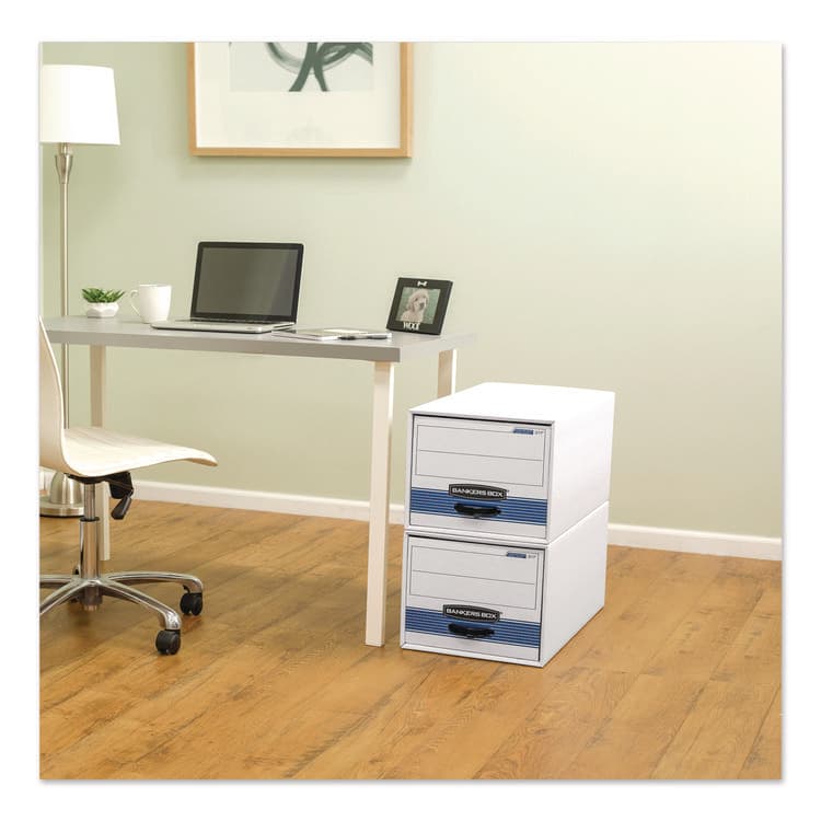 FELLOWES MFG. CO. STOR/DRAWER Basic Space-Savings Storage Drawers, Letter Files, 14" x 25.5" x 11.5", White/Blue (FEL00721EA) thumbnail 4
