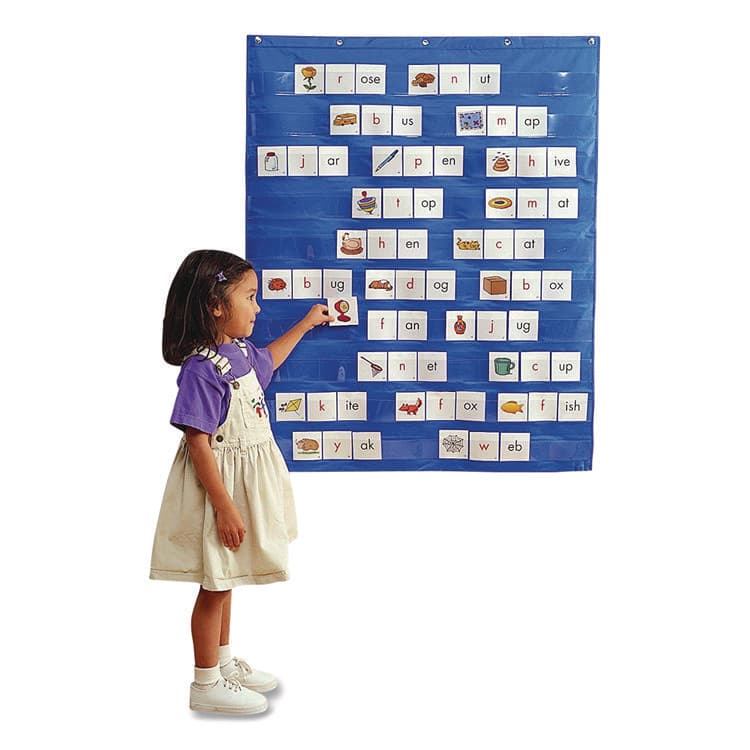 LEARNING RESOURCES Pocket Chart, 10 Pockets, 33.5 x 42, Blue (LRNLER2206) thumbnail 2