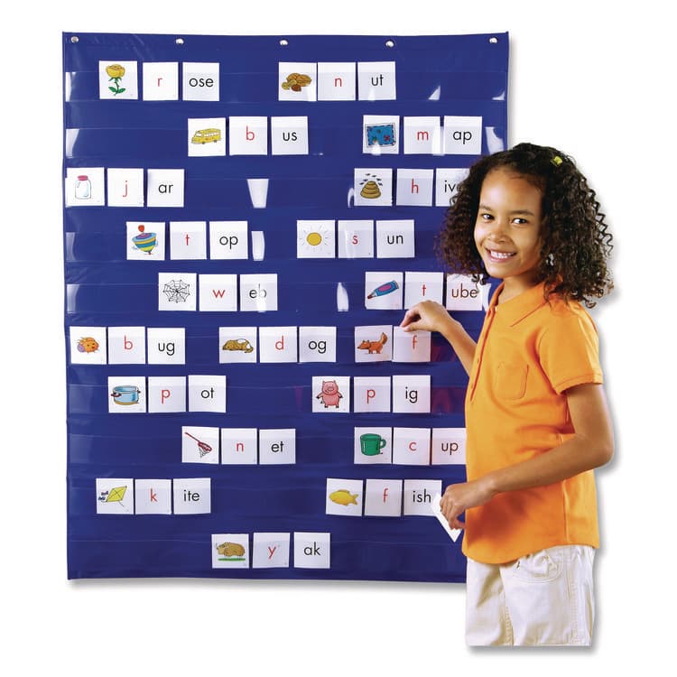 LEARNING RESOURCES Pocket Chart, 10 Pockets, 33.5 x 42, Blue (LRNLER2206) thumbnail 4