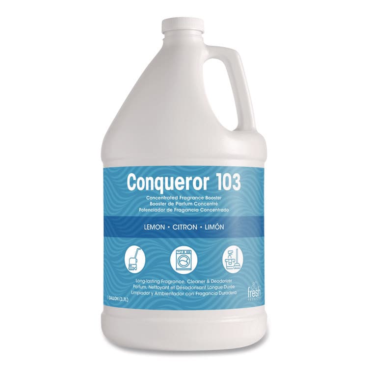 FRESH PRODUCTS Conqueror 103 Odor Counteractant Concentrate, Lemon, 1 gal Bottle, 4/Carton (FRS1WBLE)