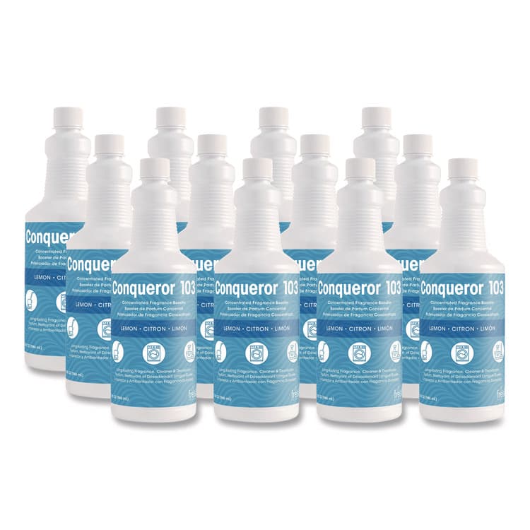 FRESH PRODUCTS Conqueror 103 Odor Counteractant Concentrate, Lemon, 32 oz Bottle, 12/Carton (FRS1232WBLECT)