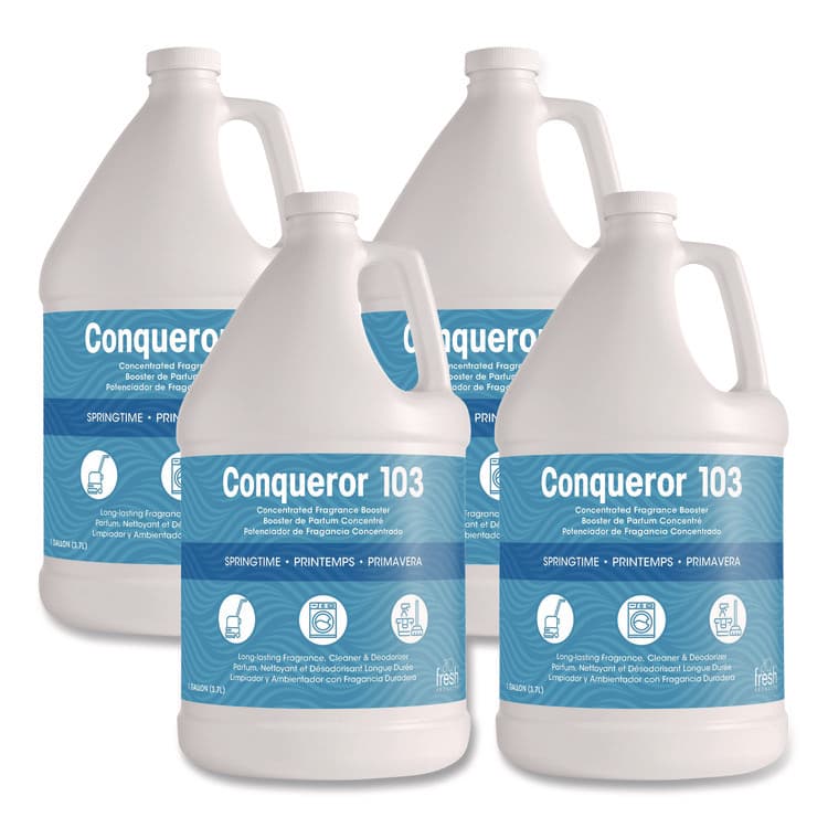 FRESH PRODUCTS Conqueror 103 Odor Counteractant Concentrate, Springtime, 1 gal Bottle, 4/Carton (FRS1WBST)