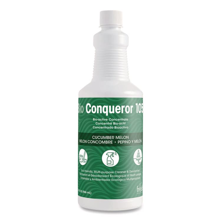 FRESH PRODUCTS Bio Conqueror 105 Enzymatic Odor Counteractant Concentrate, Cucumber-Melon, 1 qt Bottle, 12/Carton (FRS1232BWBCMF)
