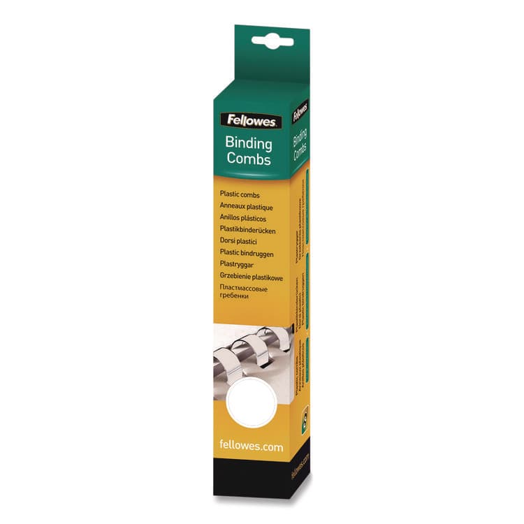 FELLOWES MFG. CO. Plastic Comb Bindings for 11 x 8.5 Documents, 19 Rings, 0.25" (20-Sheet) Capacity, White, 100/Pack (FEL52370)