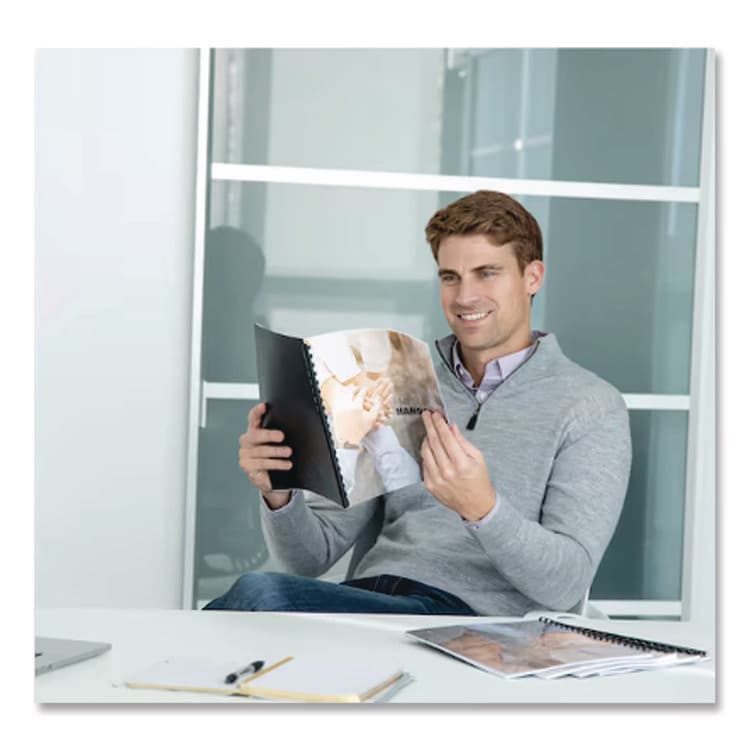 FELLOWES MFG. CO. Expressions Linen Texture Presentation Covers for Binding Systems, Paper, Square Corners, 11" x 8.5", Black, 200/Pack (FEL5217001) thumbnail 4